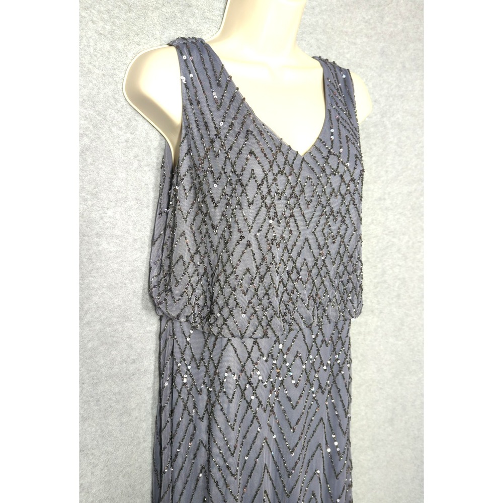BHLDN Blaise Sequin Beaded Gown Dress 14 Anthropologie Formal Wedding Blk Tie